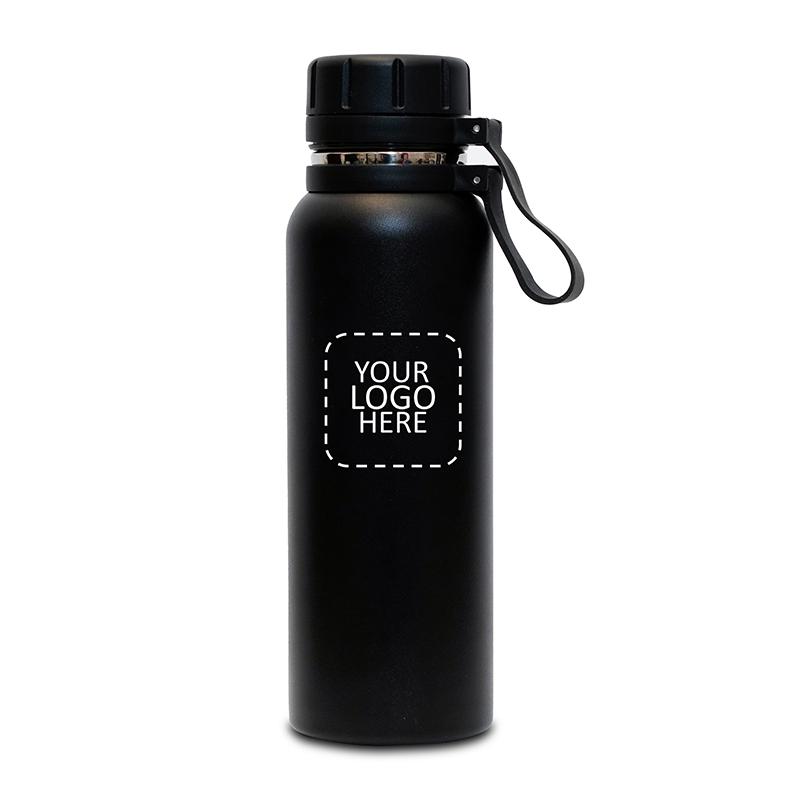 Insulated Thermal Water Bottle black with Logo